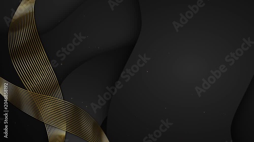 Luxury Black and Gold with Wavy Lines and Sparkling Particles Awards Trailer Titles Cinematic Openers Intro Luxury Background Loop