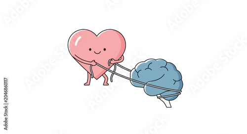 Pink heart character with arms and legs on transparent background