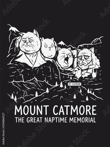 Foto Funny Mount Catmore the great naptime memorial parody for graphic tee design