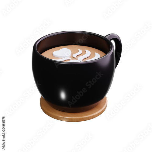 Latte art 3d render icons