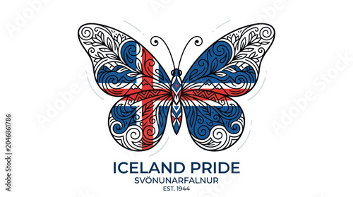 Fotografi Icelandic Flag Butterfly Illustration - Artistic Design