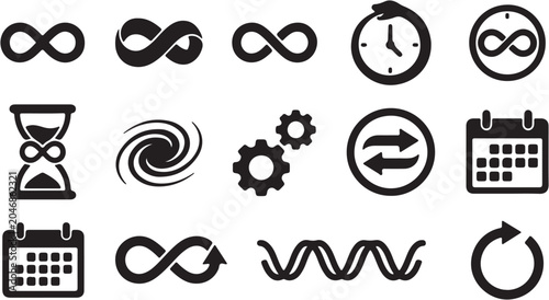 Cuadro en lienzo Collection of Infinity Time and Cycle Icons Representing Eternity and Continuous Processes