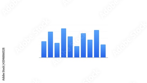 Blue Bar Chart Animating Up and Down on White Background