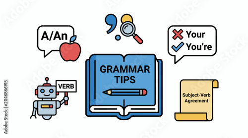 Bilde på lerret Educational infographic for grammar tips