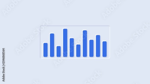 Blue Bar Chart Inset Animation with Cutout Depth Effect
