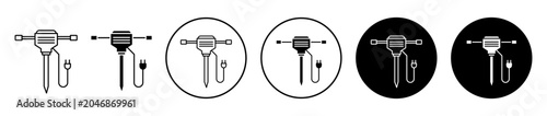 Foto Hydraulic breaker icon. Editable stroke and filled. Pixel perfect