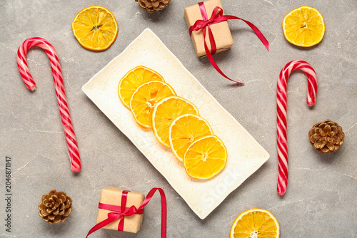 Plate of dried orange slice...