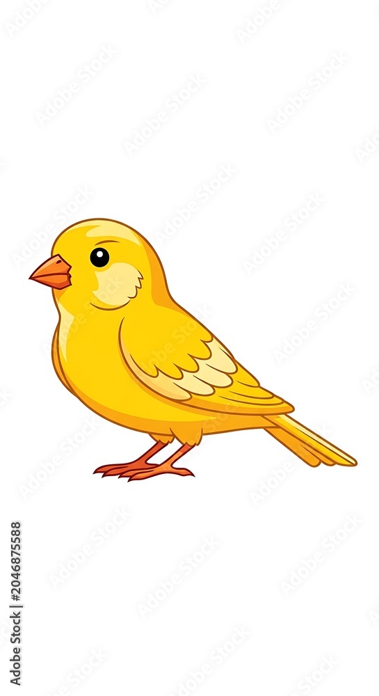 Naklejka premium Bright yellow canary bird perched on a branch.