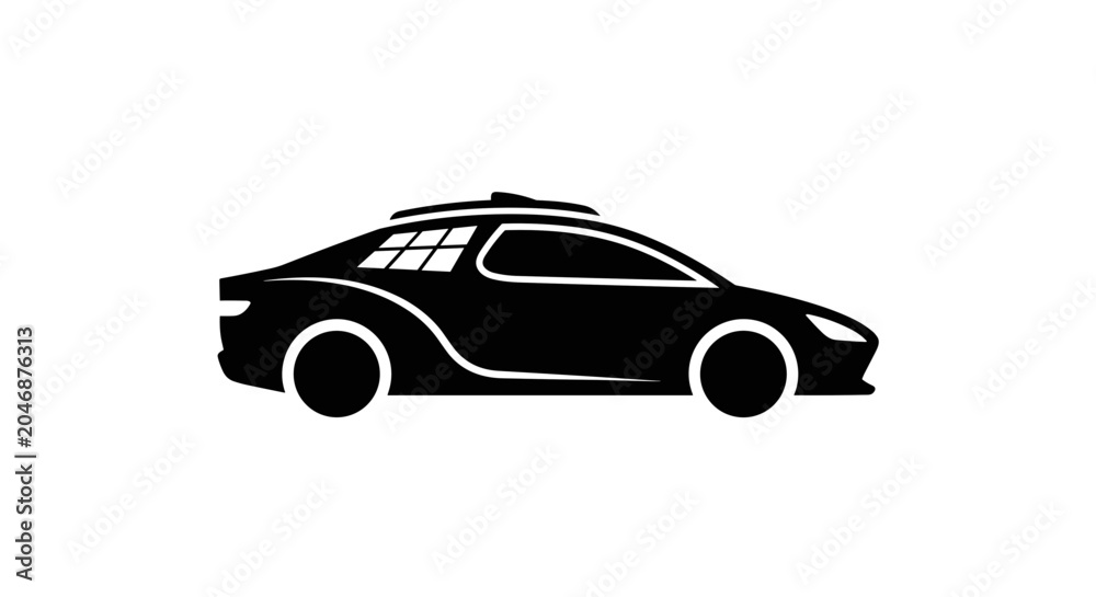 Naklejka premium Modern Electric Car Silhouette Icon.
