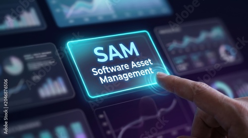 Software Asset Management, SAM, technology concept, business solution, digital interface