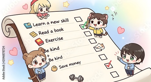 Child learning healthy habits with activity checklist and rewards.