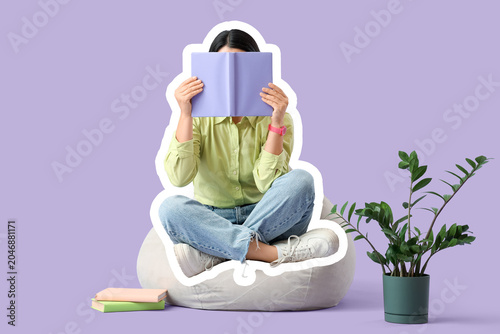 Beautiful woman reading boo...