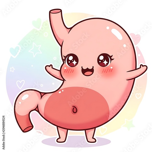 Cute pink cartoon pig with bow and happy expression.