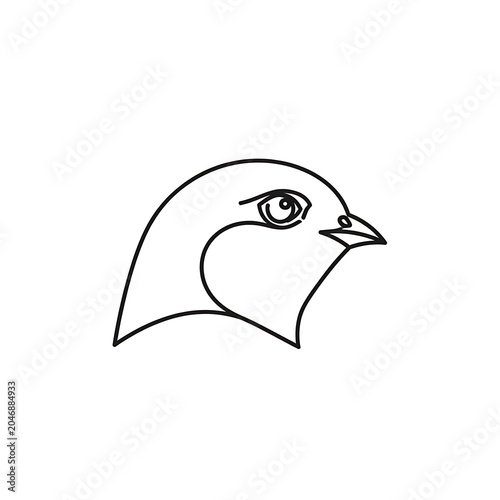 Black and white line drawing of a bird in flight.