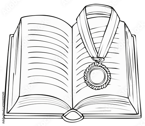 Open Book Award Illustration Knowledge Achievement Success Award Ribbon Illustration