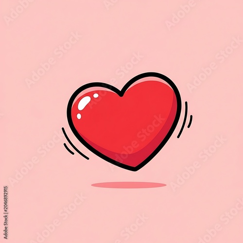 Red heart shaped balloon with ribbon floating upwards.
