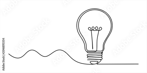 Light bulb line art with wavy line