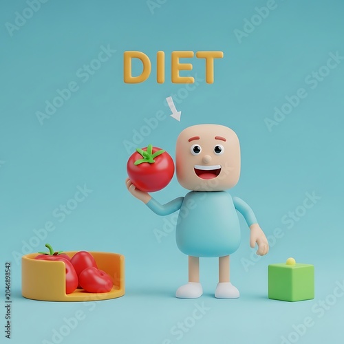 3D rendered robot holding colorful toy cars and blocks.