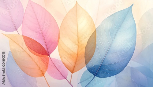 Colorful Skeleton Leaf Pattern.