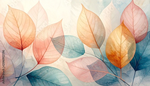 Watercolor Leaves Background. (2)