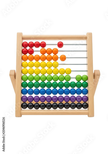 Colorful wooden abacus with beads isolated on transparent background