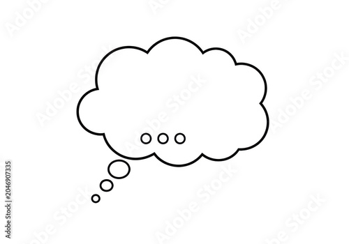 Outline of a thought bubble with ellipses isolated on transparent background