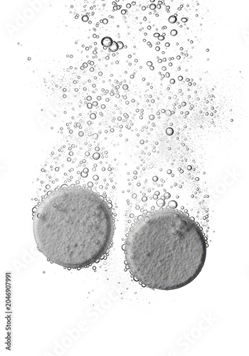 Two spherical objects floating in space with particles isolated on transparent background