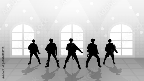 Tablou pe pânză silhouettes of boyband dancing