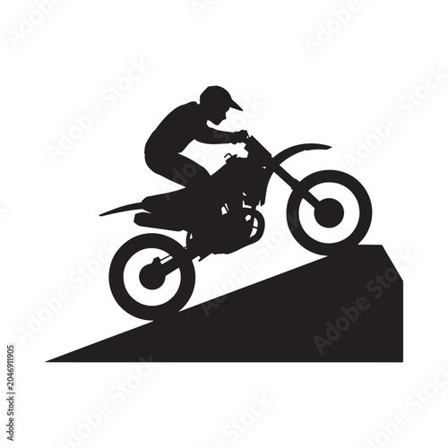 Canvastavla Motorcycle Rider Silhouette On Ramp Black And White Graphic