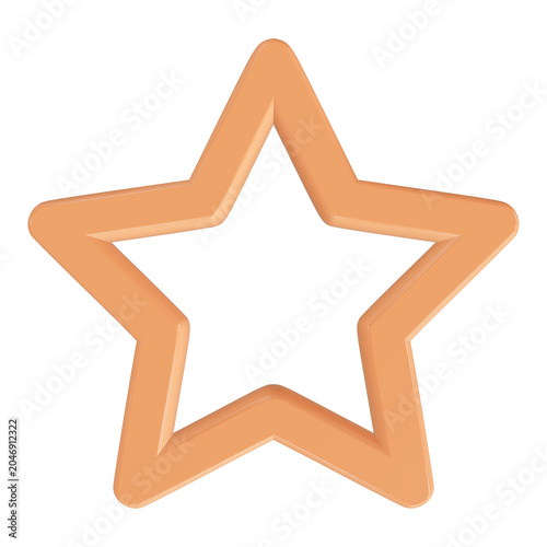 3D flat vector illustration of a bright star shape glowing celestial symbol for rating award and decoration isolated white background simple modern minimalist icon
