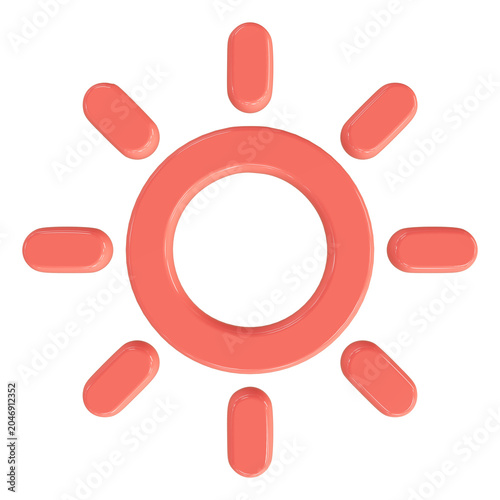 3D flat vector illustration of a sunny day bright sun with rays and clear blue sky weather symbol isolated white background simple design element