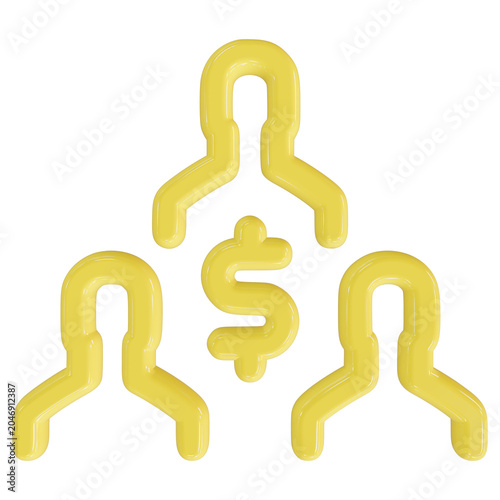 3D flat vector illustration of a team of three people working together collaboration business colleagues group isolated white background simple modern graphic design asset