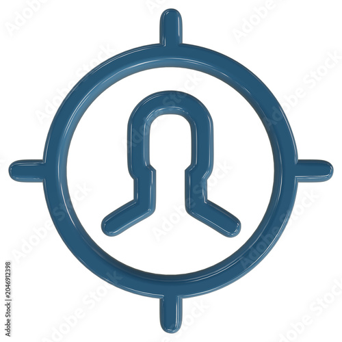 3D flat vector illustration of a target bullseye with arrow hit center for goal achievement focus success isolated white background simple icon graphic art