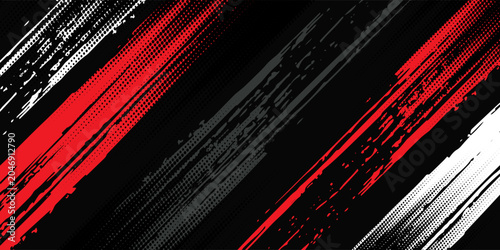 Canvastavla Gaming esport background striking stripes electric banner vector illustration design red black grunge brush wing comic pattern modern abstract concept livery stripes decal paint splash splatter