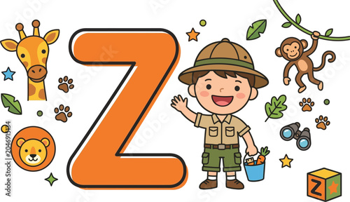Cute Cartoon Zookeeper Character Representing the Letter Z for Zookeeper on Transparent Background