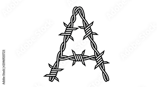Valokuva Barbed Wire Letter A, Creative Typography, Danger Symbol, Freedom Concept