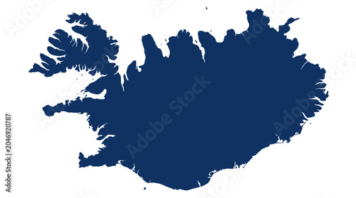 Bild auf Leinwand Iceland Map Outline Silhouette, Dark Blue on White Background