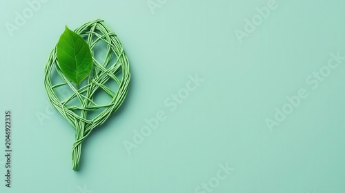 Conceptual image of supply chain network shaped like a leaf, sustainability focus