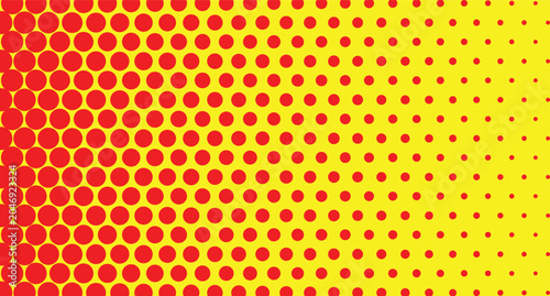 Foto abstract creative red halftone dot pattern on yellow.