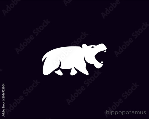 abstract walk roar hippopotamus logo design template illustration inspiration