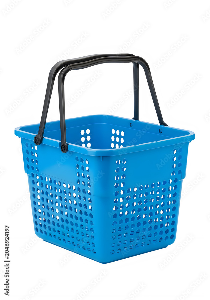Fototapeta premium Blue plastic shopping basket with handles