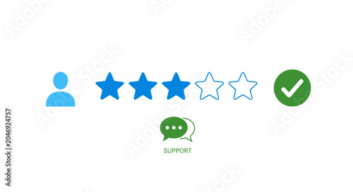 Tableau sur toile Blue stars and green check mark.