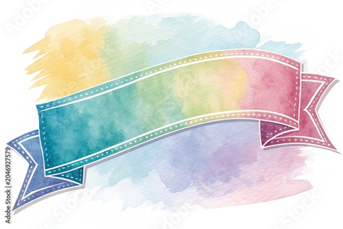 Colorful watercolor ribbon with soft, blended gradients