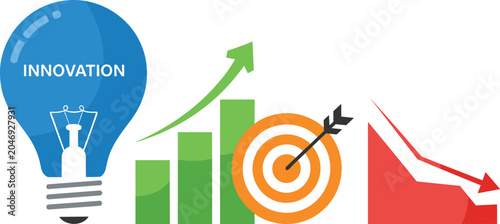 Photos Corporate business strategy concept illustration with innovation lightbulb grow