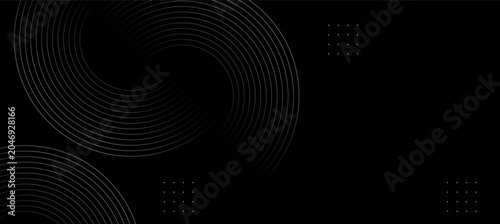 Quadro su tela Abstract black and white background with futuristic digital technology lines and