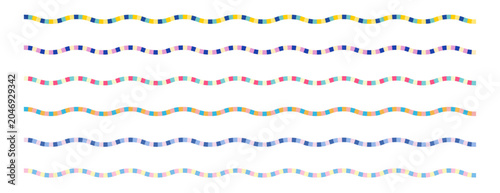 Cuadro en lienzo Retro pop wavy borders and quirky squiggle line vector set