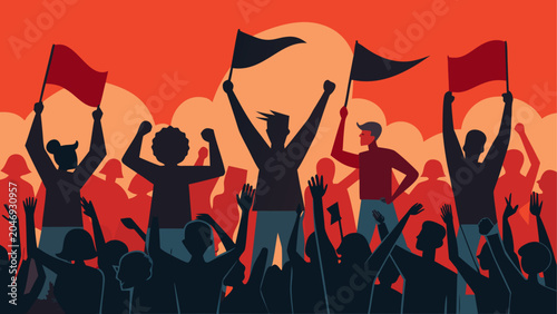Foto A crowd of people raising their hands in unison at a vibrant event