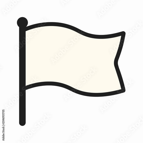 White flag vector icon waving on flagpole isolated on white background