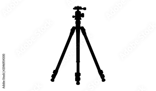 Schilderij op canvas Professional Black Camera Tripod Stand Vector Illustration Isolated on White Bac