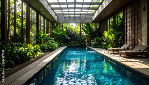 Indoor Pool with Tropical View.